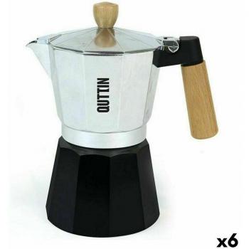 Cafetera Italiana Quttin 9 Tazas de Madera y Aluminio (6 Unidades)