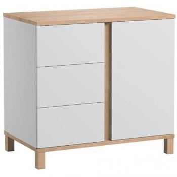 Cómoda Calicosy con 3 cajones y 1 puerta - L90 cm - color blanco - Altitude