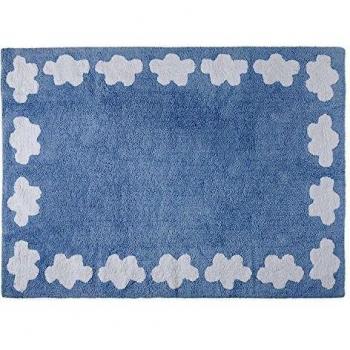 Happy Decor Kids -Alfombra Lavable Clouds 100% Algodón Natural -Azul- 160x120 cm