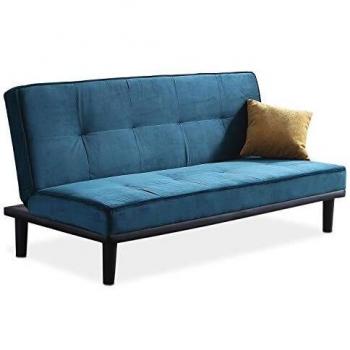 Surfer, Sofa Cama, Sofa con Sistema Clic clac, Cama Auxiliar, Acabado en Color Verde Aguamarina, Medidas: 180 cm