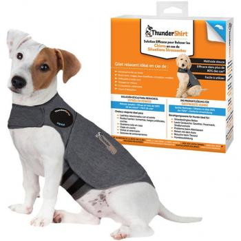 ThunderShirt Camiseta Antiestrés para Perros Talla S Gris, Alivio de Ansiedad y Estrés, Ajustable 6-11 kg, Longitud Dorsal Aprox. 34-44