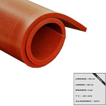 Hoja de goma de silicona roja 3 mm 100x120 cm