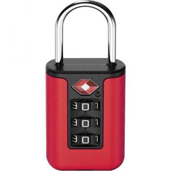Candado de seguridad TSA antirrobo con combinación numérica para mochilas y maletas, dimensiones 6,7x3x1,3 cm, color rojo