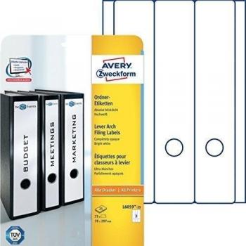 Avery Border Binder Labels, White 59 x 297mm