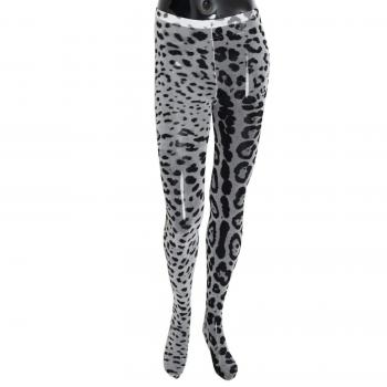 Dolce & Gabbana Gray Leopard Print Mesh Nylon Tights - M, female, Black, Size: M
