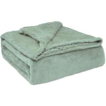 Briebe Manta Sofá Invierno Grande Sedalina Lisa y Borreguito Polar Sherpa 180x240cm, Plaid Calentita Gruesa y Extra Suave 100% Microfibra, Lavable a Máquina,