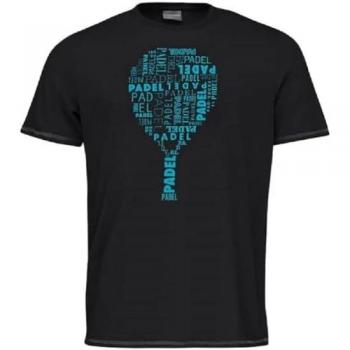 Camiseta de Manga Corta HEAD Padel Typo Junior, Color Negro, Talla XS, Unisex Kids