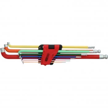 Juego de llaves hexagonales acodadas KS Tools con cabezal esférico, 108° anguladas, 9 piezas, modelo 151.4560