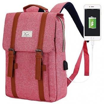 Teimose Mochila portátil de 15,6 Pulgadas con Puerto de Carga USB, iCasso Ligero Funcional Durable Nylon Bolsa de portátil de Viaje