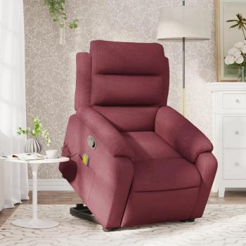 Sillón de masaje reclinable de tela de vino tinto