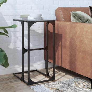 Mesa auxiliar de vidrio negro y acero 40x30x61,5 cm