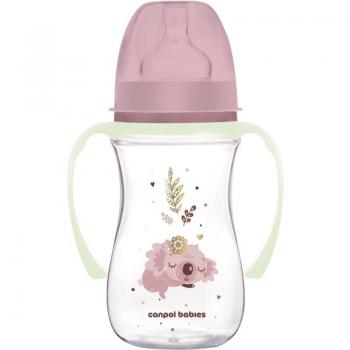 Canpol Babies EasyStart Sleepy Koala 240ml Anti-Colic Wide Neck Baby Bottle with Glow-in-the-Dark Handles