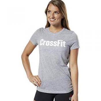 Reebok Fef Speedwick Camiseta, Mujer, Medium Grey Heather/White, L