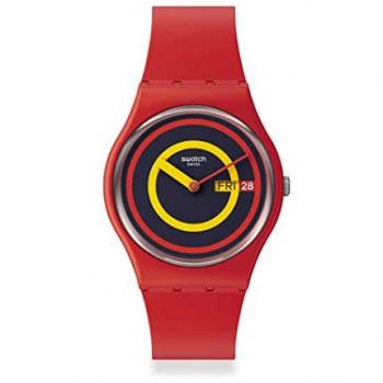 Swatch Reloj Concentric Red SO28R702 - Analógico, Fabricado en Suiza, Caja de 34 mm, Esfera multicolor