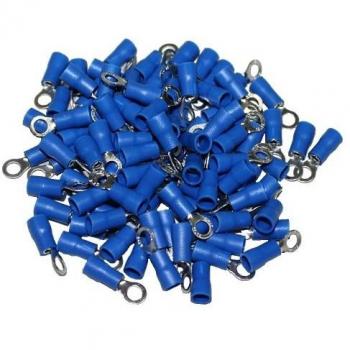 AERZETIX: Juego de 100 terminales eléctricos de cable redondos anillos llanos 4mm azul - C54400