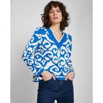 Jersey de mujer abstracto con cuello pico