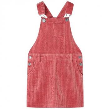 Vestido Infantil Pichi de Pana Rosa con Tirantes Ajustables y Bolsillos 128