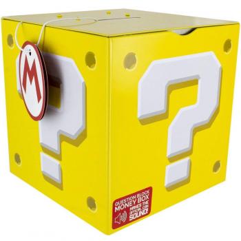 Hucha Super Mario Bloque de Pregunta con Sonido, Multicolor