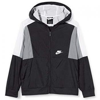 NIKE B NSW Woven FZ Camiseta de Manga Larga, Niños, Black/White/Smoke Grey/