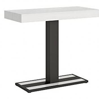 Consola Extensible Capital Small Premium 90x40/196 cm Estructura Antracita y Fresno Blanco