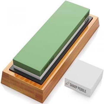 Sharp Pebble Piedra de afilar 2 Side Grit Whetstone mejor cuchillo de cocina Afilador Waterstone con antideslizante de goma base y aplanamiento de piedra 3000/8000