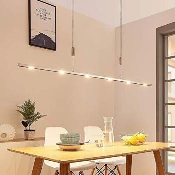 Lámpara colgante LED Arnik, 140 cm, níquel, atenuable, moderna y de metal