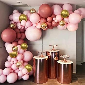 Kit de Guirnaldas de Globos 72 pcs Globos de Cumpleaños, Globos de Color Rosa Púrpura Globos Metálicos Confeti, Globos Rosados para Decoración de Bodas, Baby Shower, Despedida de Soltera, Navidad