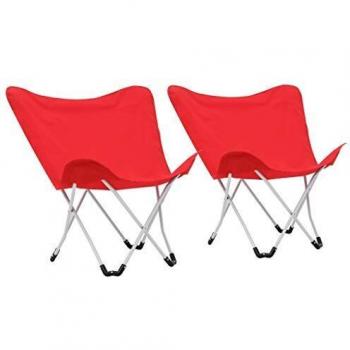 vidaXL 2X Sillas Camping Estilo Mariposa Plegables Rojas Acampada Senderismo