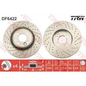 TRW DF6422 Rotores de Discos de Frenos