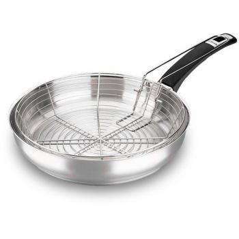 SARTÉN FREIDORA ALZA con cestillo. Fabricada en Acero Inoxidable, incluye cestillo INOX, Apta para Todo Tipo de Cocinas, Gas, Vitrocerámica, INDUCCIÓN. Fácil Limpieza. Apto para lavavajillas