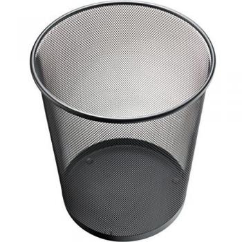 Cesto de papel 15L H280xØ267mm con decoración perforada, metal negro HELIT