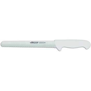 Arcos Serie 2900, Cuchillo Pastelero, Hoja Serrada de Acero Inoxidable Nitrum de 250 mm, Mango inyectado en Polipropileno Color Blanco