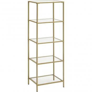 Estantería de vidrio de 5 niveles Vasagle, robusta y fácil de montar, ideal para baño, salón, dormitorio y oficina, en blanco y gris, dorado y negro