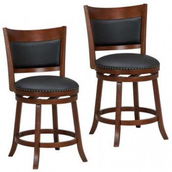 Wide Cushioned Counter Height Swivel Bar Stools (2-Pack)