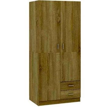 Gabinete de roble Sonoma 80x52x180 cm madera multicapa color marrón