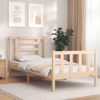 Cabecero único redondo Waistbed en madera maciza con estructura de cama de madera maciza Vidaxl Marrón