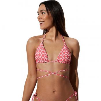 Top de bikini triángulo con aro y relleno extraíble estampado geométrico