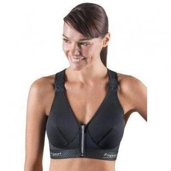 Zsport - Sujetador deportivo, 85 S, color negro/plateado