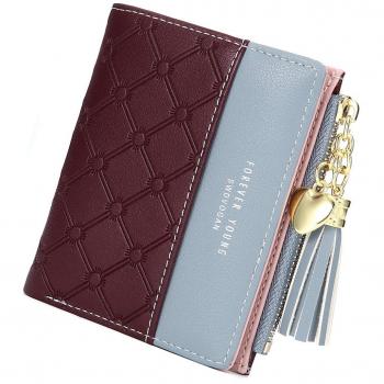 Billetera Corta de Las Niñas Titular de la Tarjeta Monedero para Mujeres, JOSEKO Lindo Multi-Ranuras Bolse Cuero PU Delgado para Mujeres y Damas con borlas en Forma de corazón Colgante de Regalo
