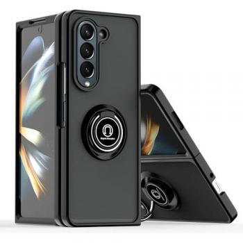 Funda Mate con Borde Negro y Anillo Giratorio 360 para Samsung Galaxy Z Fold 5 5G - Protección Resistente