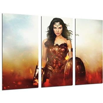 Set de 3 cuadros decorativos de Wonder Woman, impresión digital sobre madera, diseño multicolor XXL