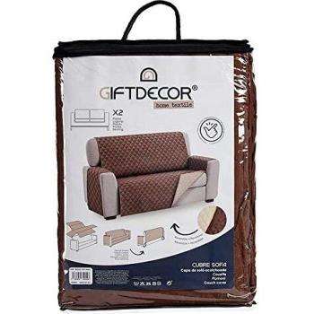Funda para sofá de microfibra beige y marrón (290 x 200 x 0,5 cm)