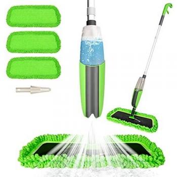 Aiglam Spray Mop, Mopa con pulverizador Limpiador de Ventanas y Escoba Barredora de Empuje Manual con Almohadilla de Microfibra Reutilizable para Suelos laminados, alicatados y de Madera