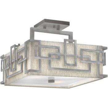 Lámpara de techo Lanza níquel antiguo, montaje semi empotrado, 3 luces, tipo de casquillo E27