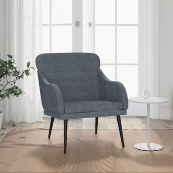 Sillón de terciopelo gris oscuro 63x76x80 cm