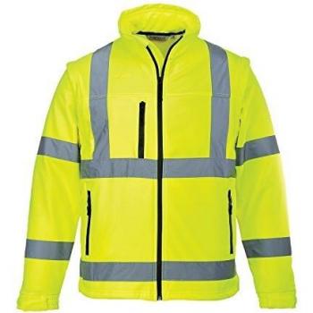 Chaqueta Softshell Impermeable 2 en 1 de Alta Visibilidad Amarilla con Cintas Reflectantes Portwest S428 Tamaño L