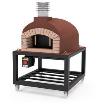 Horno de Leña Exterior OLYMPUS MONS Burdeos 110x110x159 cm - Aislado con Corcho y 3 Mantas Cerámicas + Base con Ruedas