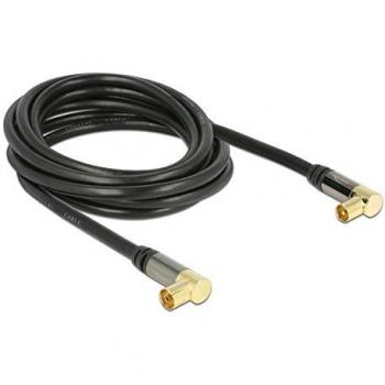 Cable Antena Coaxial Delock 88916, IEC Plug y Jack Acodados a 90°, 3 m, RG-6/U, 85 dB, Color Negro