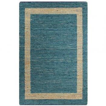 Alfombra hecha a mano de yute azul 120x180 cm - Día y Noche