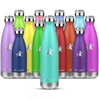 KollyKolla Botella de Agua Acero Inoxidable, Termo Sin BPA Ecológica, Botellas Termica Reutilizable Frascos Térmicos para Niños & Adultos, Deporte, Oficina, Yoga, Ciclismo,